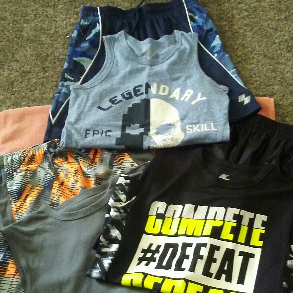 Lot boys shirts with bball shorts